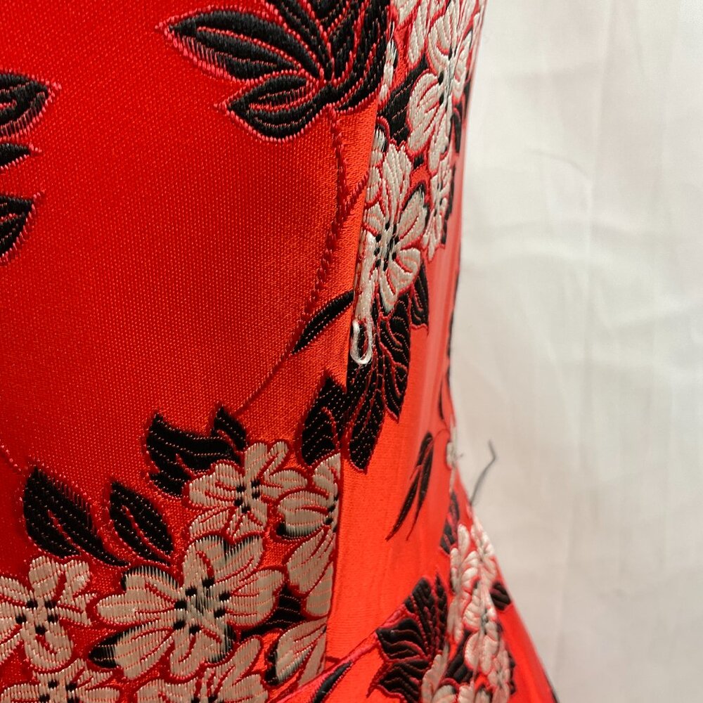 Alice + Olivia Strapless Bridget Mini Dress 8 Red Black White Floral Embroidere - Picture 5 of 13